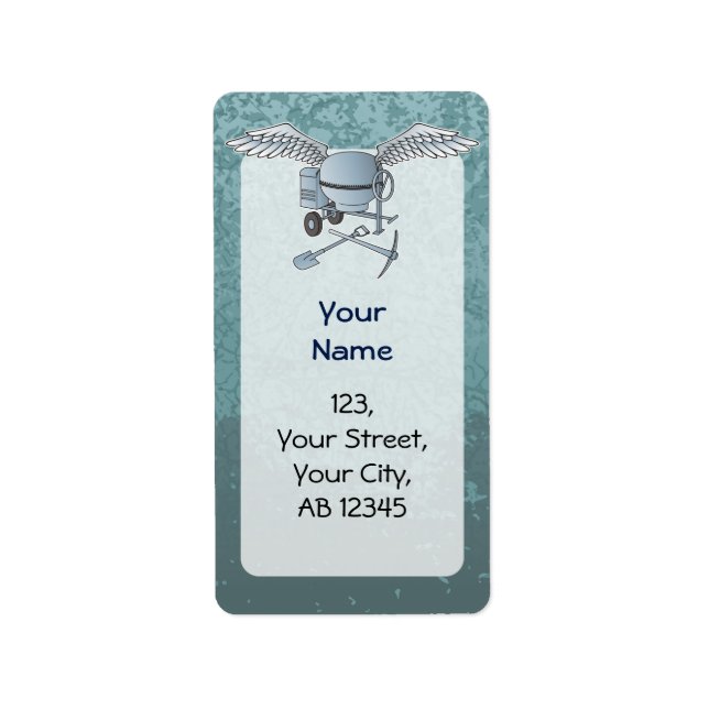 Betonmischer blau-grau adressaufkleber (Vorne)