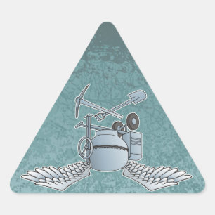 Betonmischer blau-grau dreieckiger aufkleber