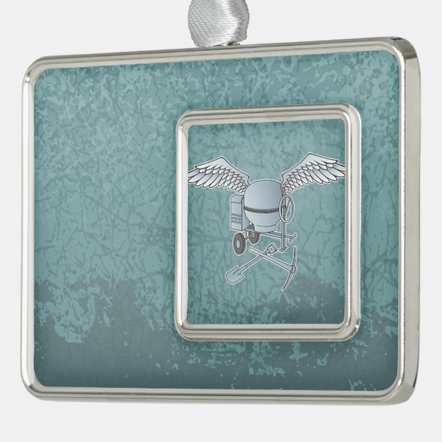 Betonmischer blau-grau Rahmen-Ornament silber (Links)