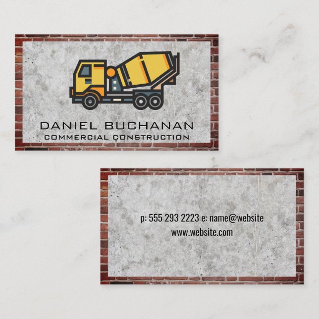 Betonmischer | Brick Wall Border Visitenkarte (Vorne/Hinten)