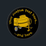 Betonmischer Button<br><div class="desc">Mini-Betonmischer mit Rädern. Vector Icon mit anpassbaren Farben. Benutzerdefinierte Hintergrundfarbe. Eigener Text.</div>