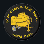 Betonmischer Magnet<br><div class="desc">Mini-Betonmischer mit Rädern. Vector Icon mit anpassbaren Farben. Benutzerdefinierte Hintergrundfarbe. Eigener Text.</div>