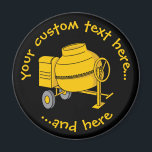 Betonmischer Magnet<br><div class="desc">Mini-Betonmischer mit Rädern. Vector Icon mit anpassbaren Farben. Benutzerdefinierte Hintergrundfarbe. Eigener Text.</div>