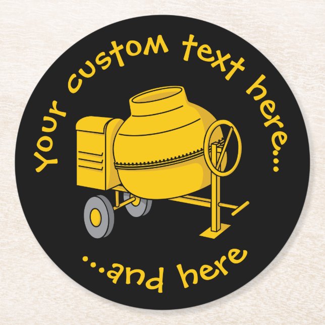 Betonmischer Runder Pappuntersetzer (Vorderseite)