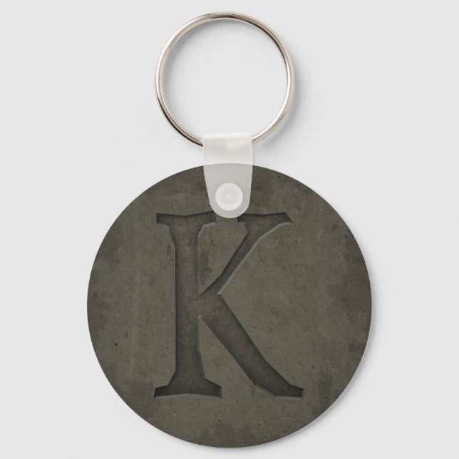 Betonmonogramm-Buchstaben K Schlüsselanhänger (Vorderseite)