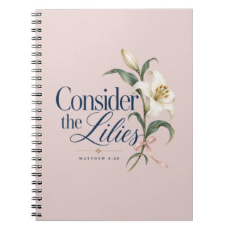 Betrachte die Lilien Florales Rosa Notizbuch Notizblock