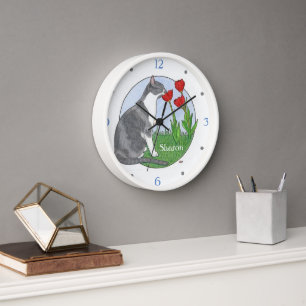 Betrachten Sie die Blumenkatze mit Tulpen Personal Uhr