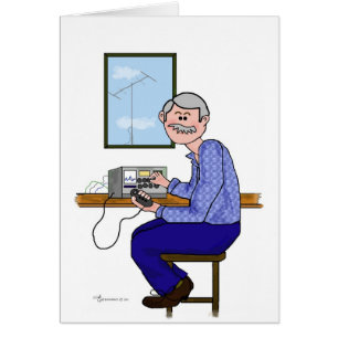 Betreiber mit Funksender "Male Ham" - Grauhaar und