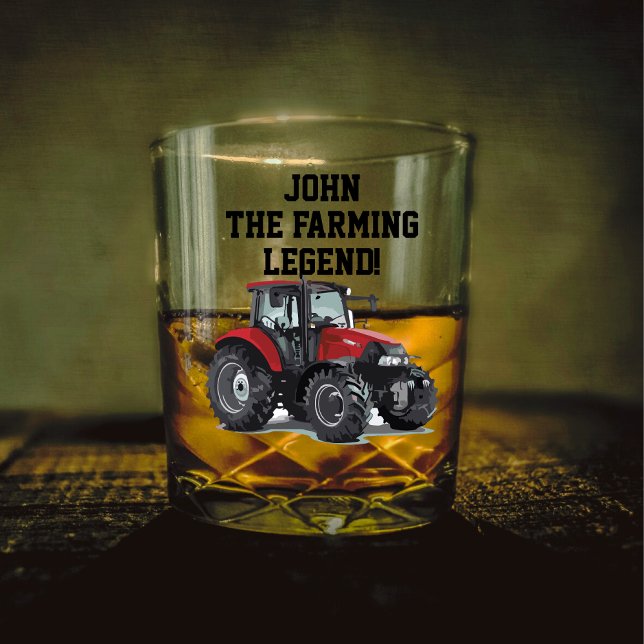 Betreiber von schweren Nutzfahrzeugen Whiskyglas (Red tractor Whiskey Glass The Farming Legend Equipment Gift)