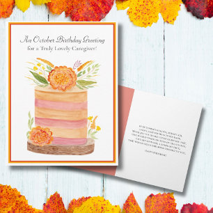 Betreuer Oktober Geburtstag Tagetes auf Kuchen Karte