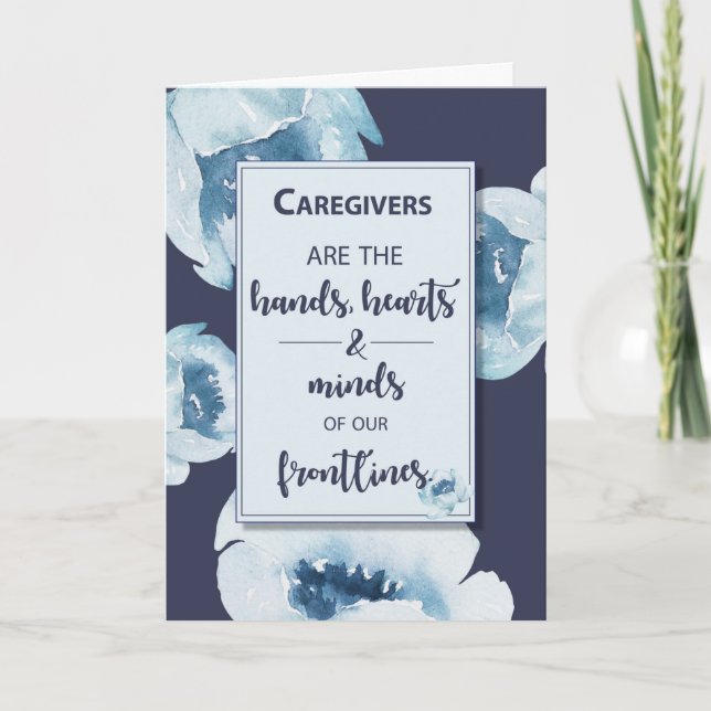 Betreuungspersonal während der Blume der Coronavir Karte (Vorderseite)