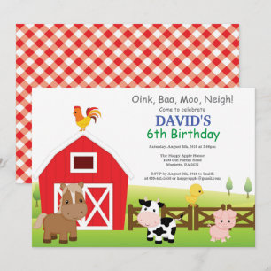 Betrieb Birthday Einladung Land Barnyard Party