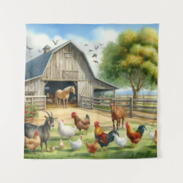 Betrieb mit Tieren Wandteppich