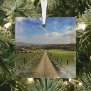 Betriebe   English Countryside Dirt Road Ornament Aus Glas