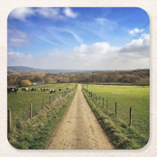 Betriebe   English Countryside Dirt Road Rechteckiger Pappuntersetzer