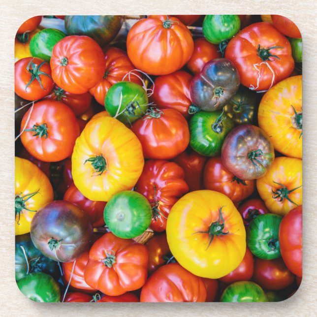 Betriebe | Farbige Tomatenernte Getränkeuntersetzer (Vorderseite)