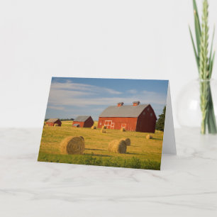 Betriebe Red Barns Near Hay Bales Karte