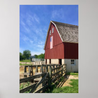 Betriebe | Roter Stall mit amerikanischer Flagge
