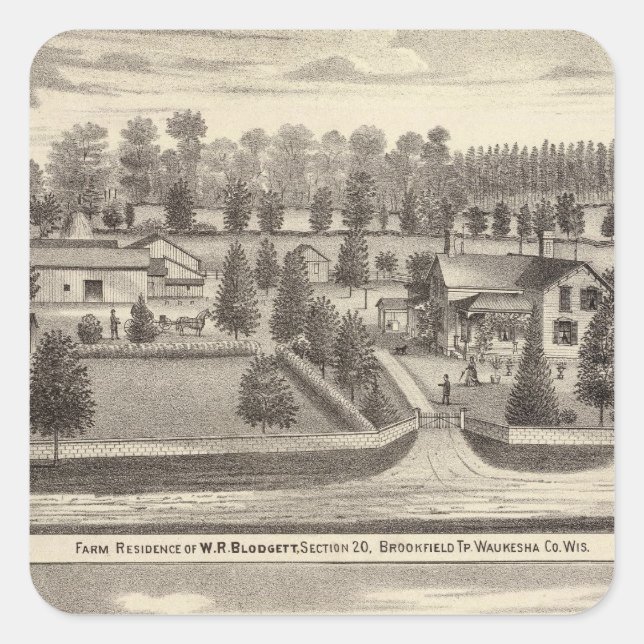 Betriebe und Wohnungen von WR Blodgett & GC Daubne Quadratischer Aufkleber (Vorderseite)