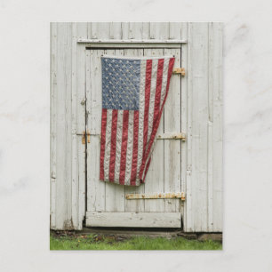 Betriebe   Weiße Barenttür mit amerikanischer Flag Postkarte