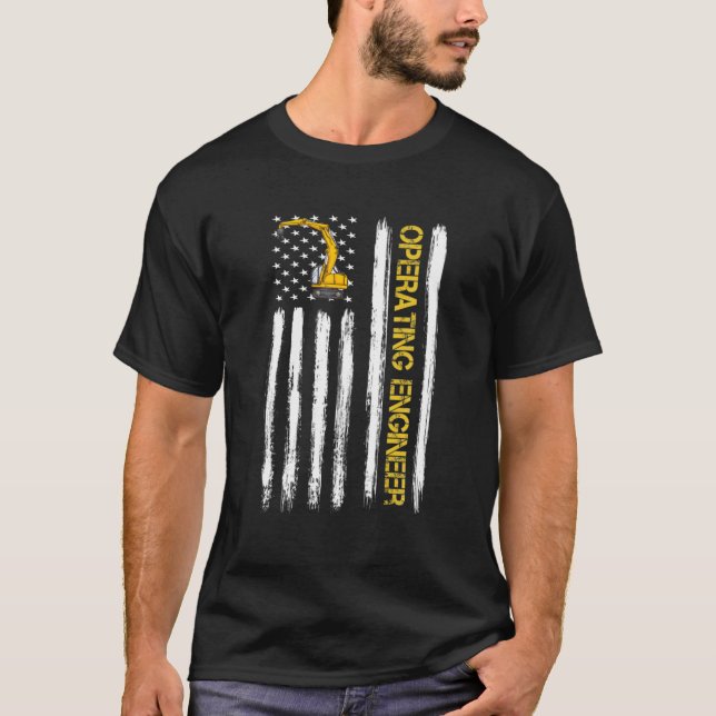 Betriebsingenieur der US-amerikanischen Flaggentec T-Shirt (Vorderseite)
