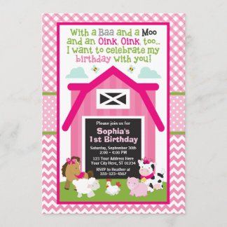 Betriebsinhaber zum Geburtstag| Girl Barnyard Gebu Einladung