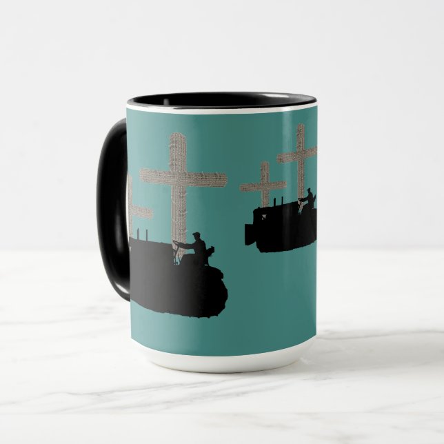 BETRIEBSMINEER BULLDOZER VINTAG CROSS JESUS TASSE (Vorderseite Links)