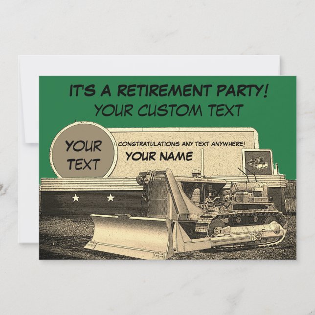 BETRIEBSMOTOR-BULLDOZER-RENTENEINLADUNG EINLADUNG (Vorderseite)