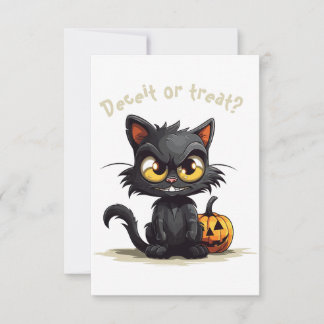 Betrug oder Leckerei? Funny Evil Black Cat Hallowe Dankeskarte