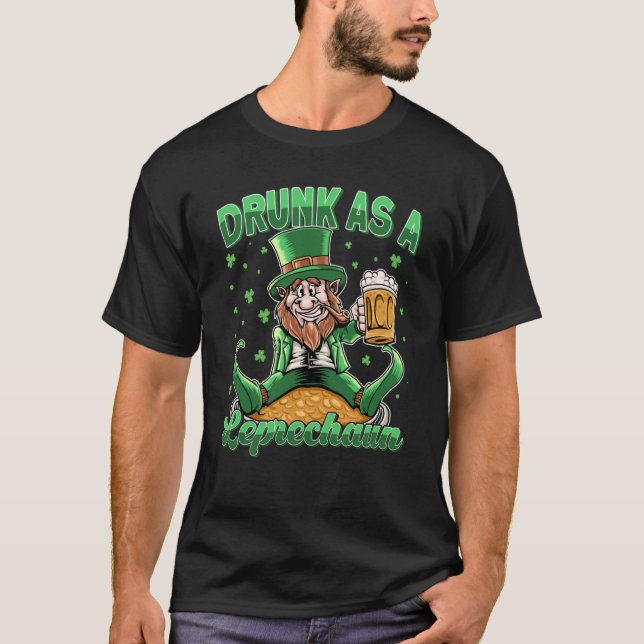 Betrunken als Leprechaun mit Bierglas St Patrick F T-Shirt (Vorderseite)