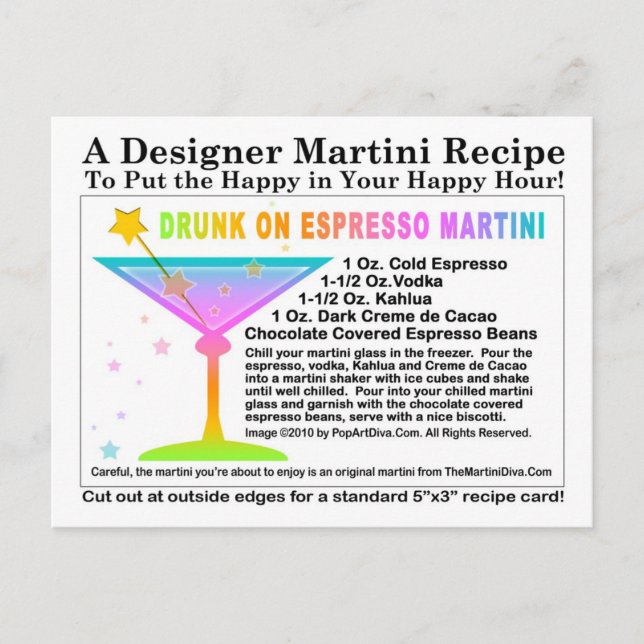 Betrunken auf Express Martini Rezept Postkarte (Vorderseite)