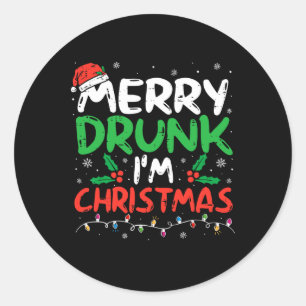 Betrunken bin ich Weihnachten Weihnachten Weihnach Runder Aufkleber