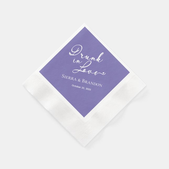 Betrunken in der Liebe Lila Monogram Wedding Napki Serviette (Ecke)