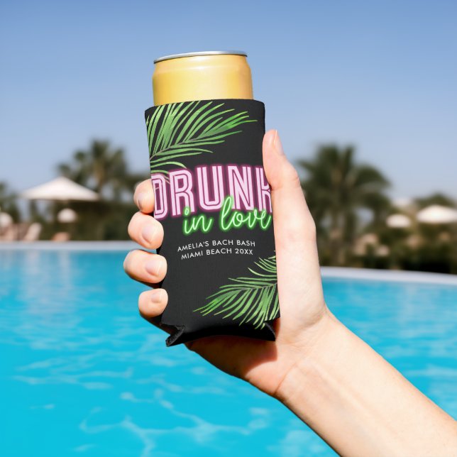 Betrunken in der Liebe Neongrüner und rosafarbener Selters Dosenkühler (In Situ Pool)