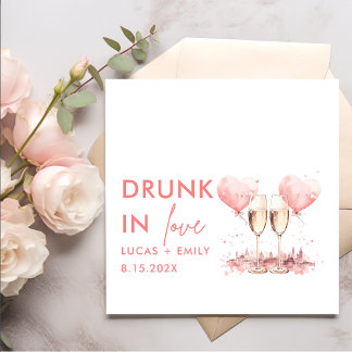 Betrunken in der Liebe Personalisierte Pink-Brille Serviette