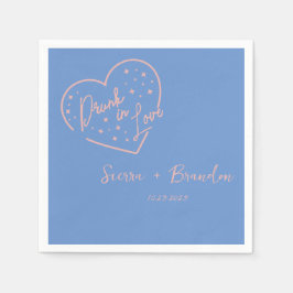 Betrunken in der Liebe Pink&Blue Monogram Wedding  Serviette