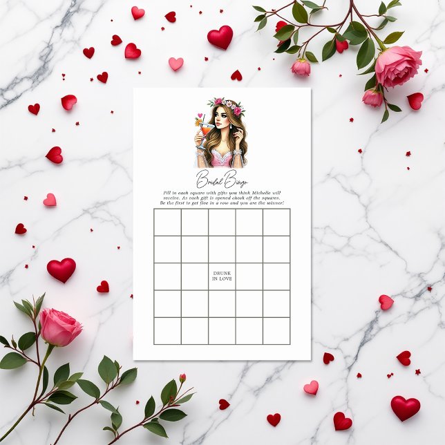 Betrunken in Liebe Brautparty Bingo Game (Drunk in Love Bridal Shower Bingo Game)