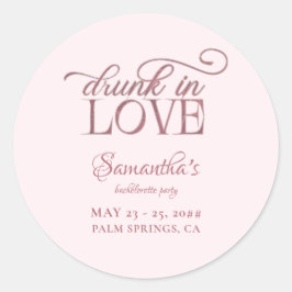 Betrunken in Liebe Champagner Tower Pink Bachelore Runder Aufkleber