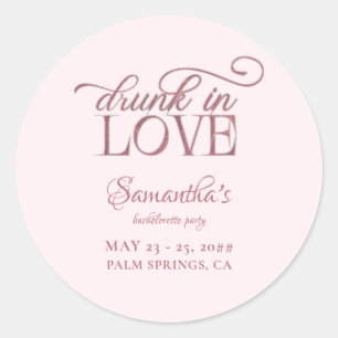 Betrunken in Liebe Champagner Tower Pink Bachelore Runder Aufkleber
