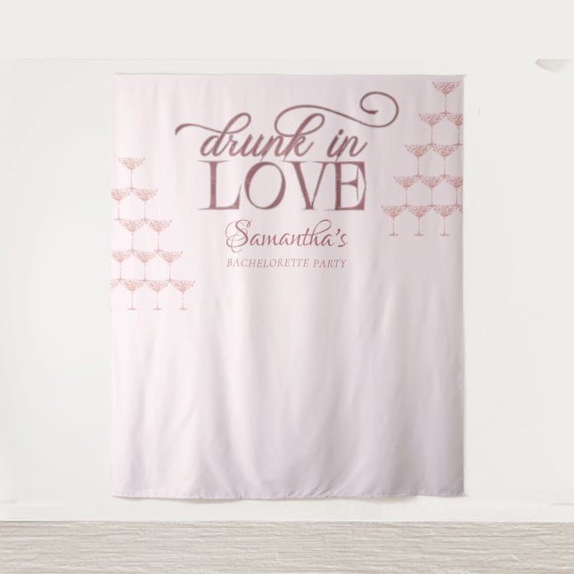 Betrunken in Liebe Champagner Tower Pink Bachelore Wandteppich (Vorderseite)