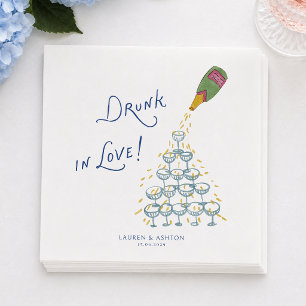 Betrunken in Liebe Champagner-Turm Hochzeitsservie Serviette
