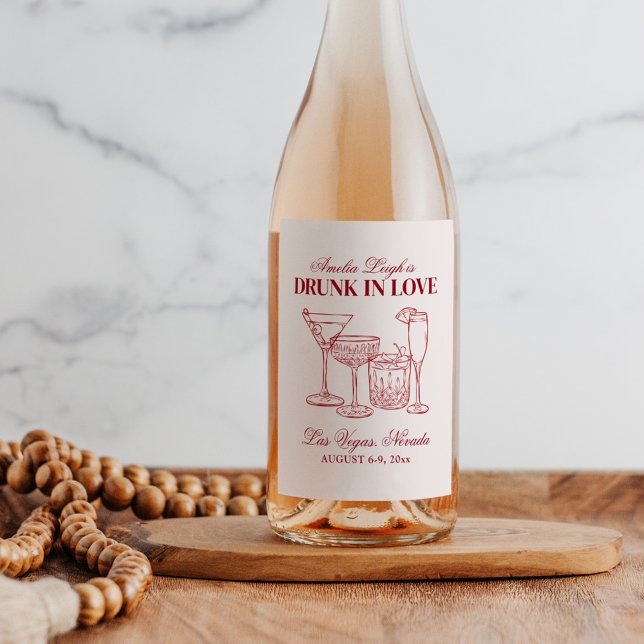 Betrunken in Liebe Cocktails Bachelorette Wochenen Weinetikett (Von Creator hochgeladen)