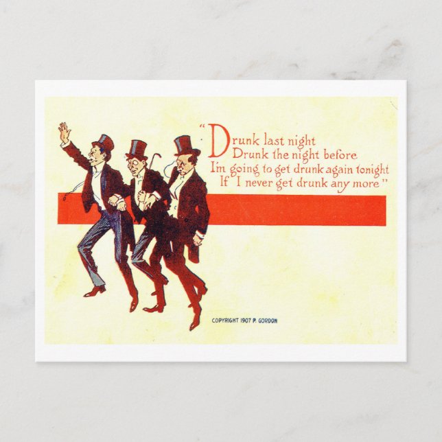 Betrunken letzte Nacht... 1909 Vintag Postkarte (Vorderseite)