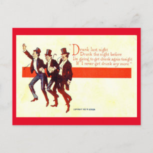 Betrunken letzte Nacht... 1909 Vintag Postkarte