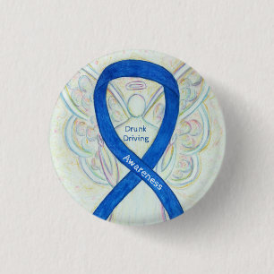 Betrunkene Angel Awareness Ribbon Buttone Button