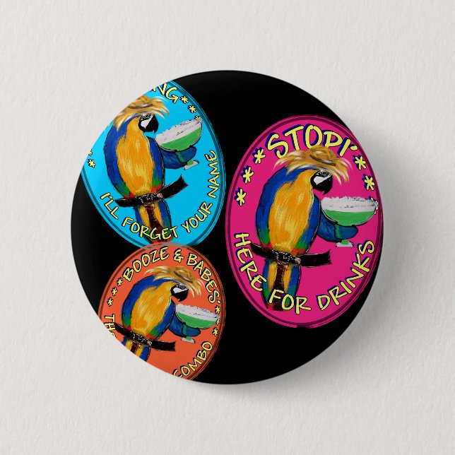 BETRUNKENE PAPAGEIEN BUTTON (Vorderseite)