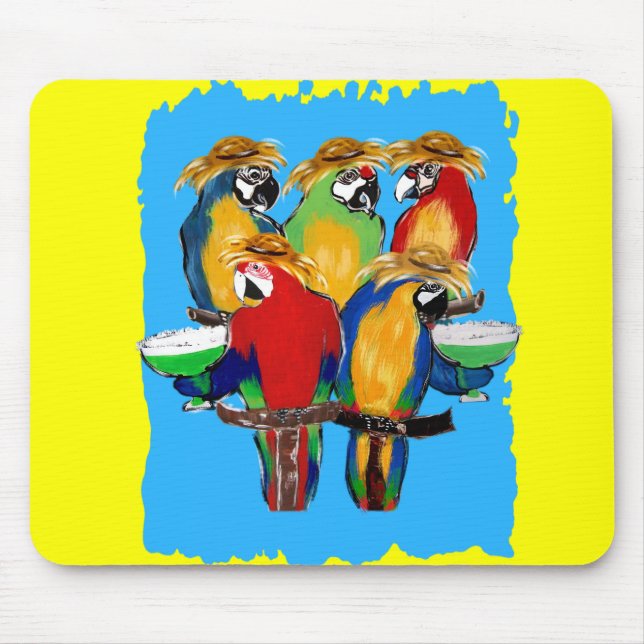 Betrunkene Papageien Mousepad (Vorne)