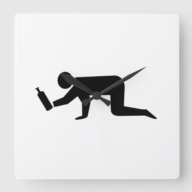 Betrunkene Quadratische Wanduhr (Vorderseite)