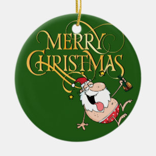 Betrunkene Sankt-Weihnachtsverzierung Keramik Ornament