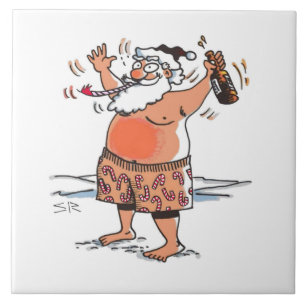 Betrunkene Santa große Keramik Fliese